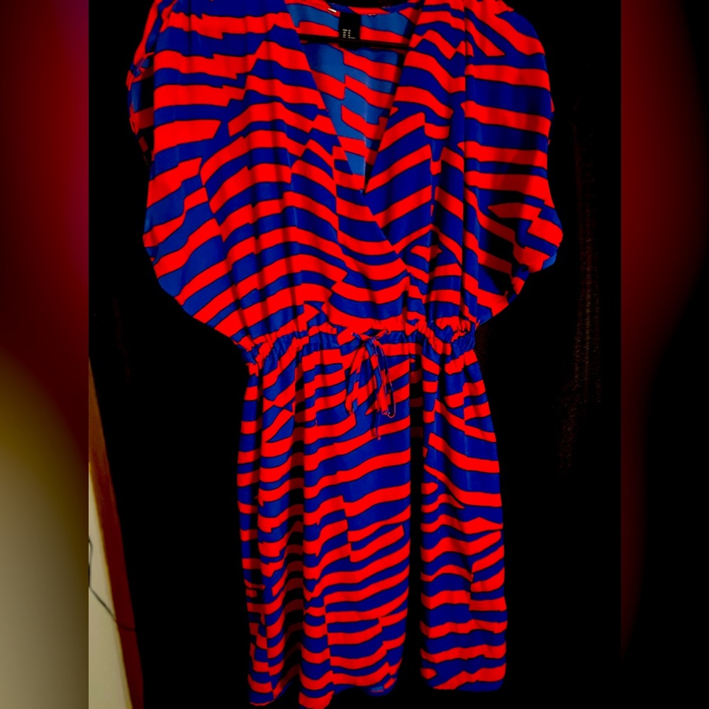 Royal blue and orange zebra dress
